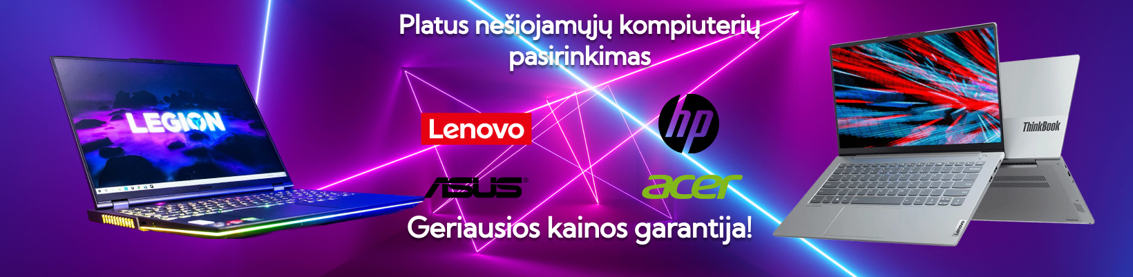 Platus nešiojamųjų kompiuterių pasirinkimas Lenovo, HP, Asus, Dell. Geriausios kainos Lietuvoje!