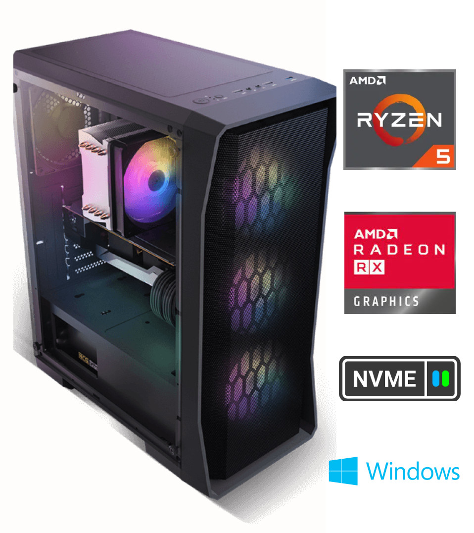 Gamer Ryzen 5 5600X 32GB 1TB SSD RX6700 XT Windows 10 Stacionarus kompiuteris