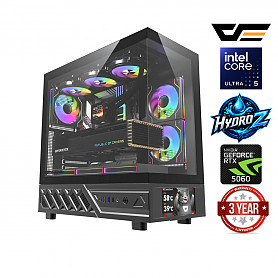 HydroZ Core 5 Ultra 225F 64GB 512GB SSD 1TB HDD RTX 5060 NOOS Black Stacionarus kompiuteris